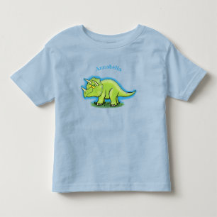 Niedlicher Happy Green Triceratops Dinosaurier Car Kleinkind T-shirt
