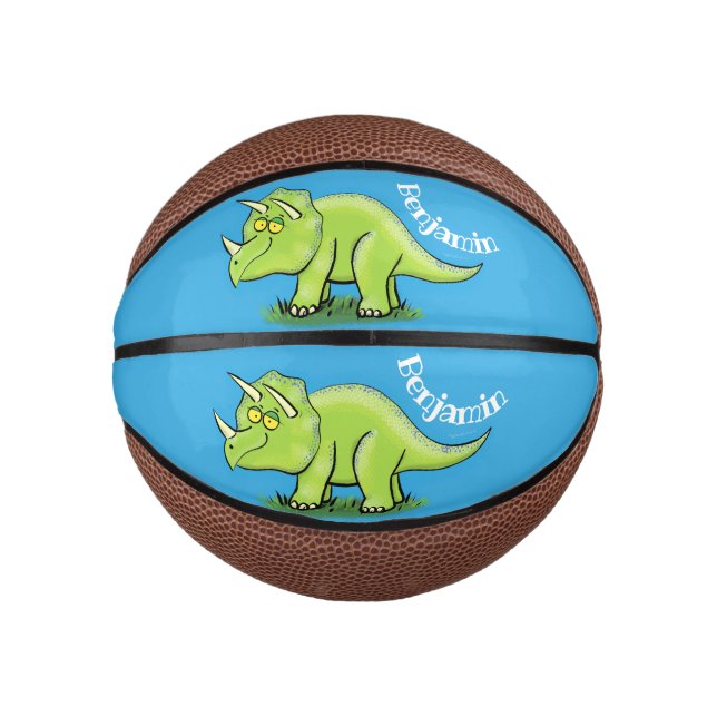 Niedlicher Happy Green Triceratops Dinosaurier Car Mini Basketball (Vorderseite)