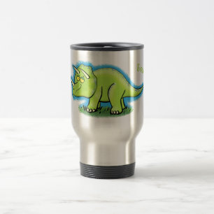 Niedlicher Happy Green Triceratops Dinosaurier Car Reisebecher