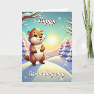 Niedlicher Happy Groundhog Day & History Card Stan Karte
