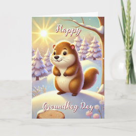 Niedlicher Happy Groundhog Day & History Card Wint Karte