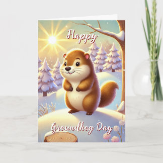 Niedlicher Happy Groundhog Day & History Card Wint Karte