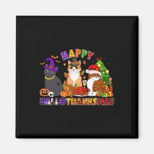 Niedlicher Happy Hallothanksmas Black Cat für Blac Magnet