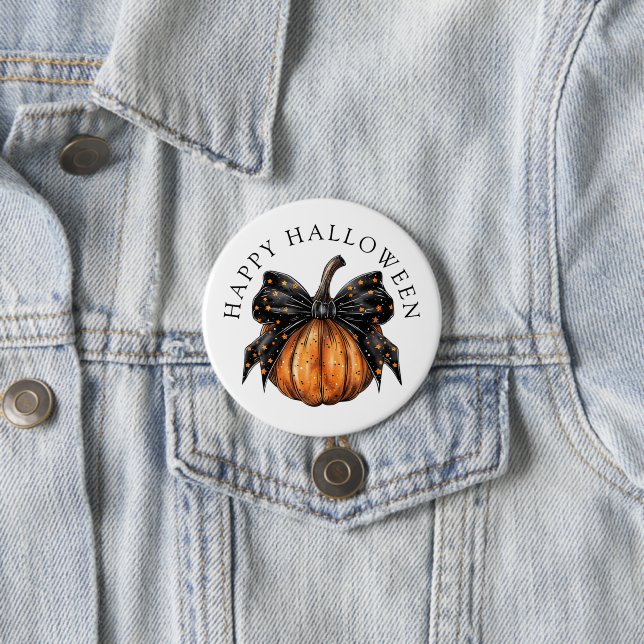 Niedlicher Happy Halloween Pumpkin und Bow Button (Beispiel)