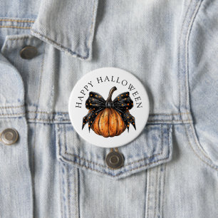 Niedlicher Happy Halloween Pumpkin und Bow Button