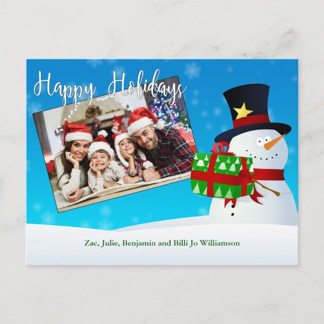 Niedlicher Happy Holidays Snowman mit einem Gesche Postkarte (Vorderseite)