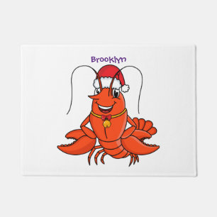 Niedlicher Happy Hummer mit Weihnachtshut Cartoon Fußmatte