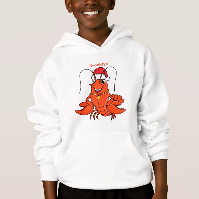 Niedlicher Happy Hummer mit Weihnachtshut Cartoon Hoodie (Vorderseite)