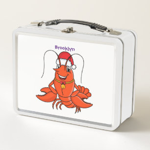 Niedlicher Happy Hummer mit Weihnachtshut Cartoon Metall Brotdose