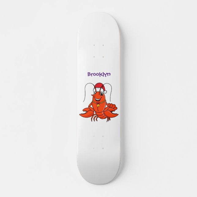 Niedlicher Happy Hummer mit Weihnachtshut Cartoon Skateboard (Vorne)