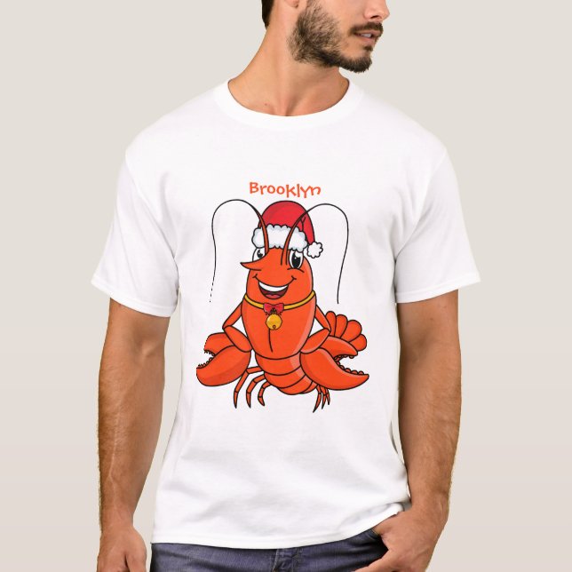 Niedlicher Happy Hummer mit Weihnachtshut Cartoon T-Shirt (Vorderseite)