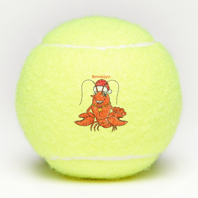 Niedlicher Happy Hummer mit Weihnachtshut Cartoon Tennisbälle (Vorderseite)