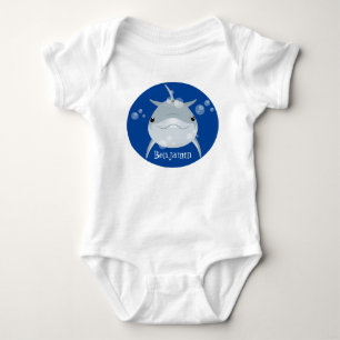 Niedlicher Happy-Kawaii-Delphin-Cartoon Baby Strampler