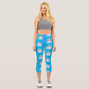 Niedlicher Happy-Kawaii-Delphin-Cartoon Capri Leggings