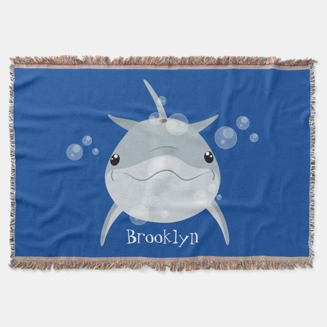 Niedlicher Happy-Kawaii-Delphin-Cartoon Decke (Vorderseite)