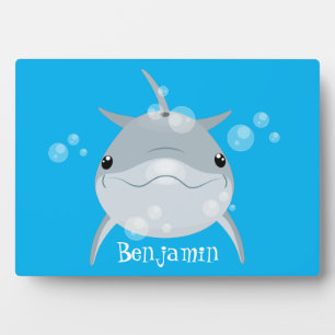 Niedlicher Happy-Kawaii-Delphin-Cartoon Fotoplatte