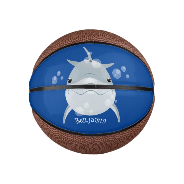 Niedlicher Happy-Kawaii-Delphin-Cartoon Mini Basketball (Vorderseite)