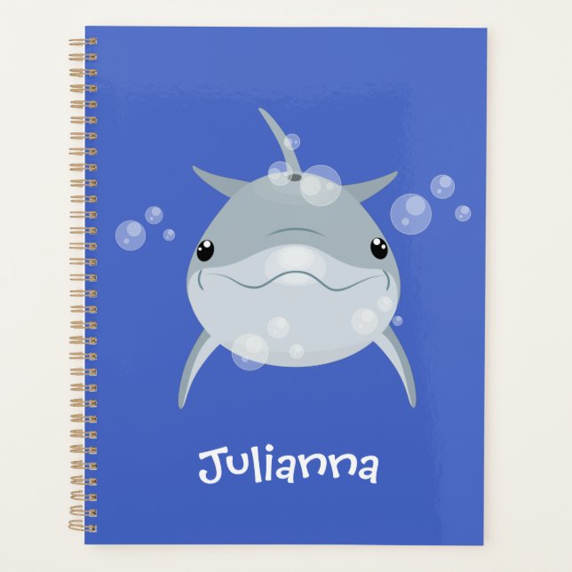 Niedlicher Happy-Kawaii-Delphin-Cartoon Planer (Vorderseite)