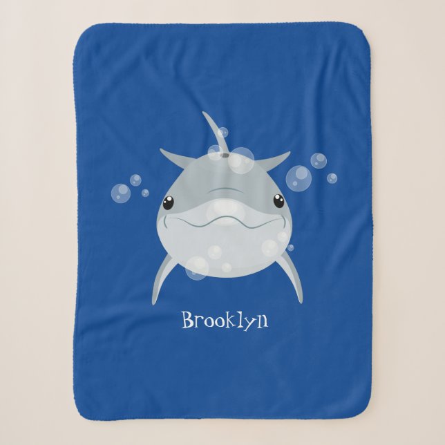 Niedlicher Happy-Kawaii-Delphin-Cartoon Sherpadecke (Vorderseite)
