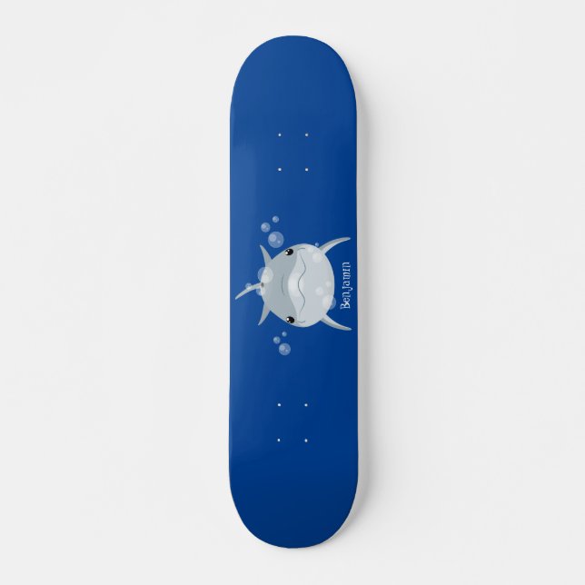 Niedlicher Happy-Kawaii-Delphin-Cartoon Skateboard (Vorne)