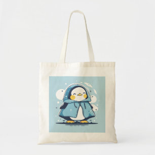 Niedlicher Happy Kawaii Pinguin in einem Regenmant Tragetasche