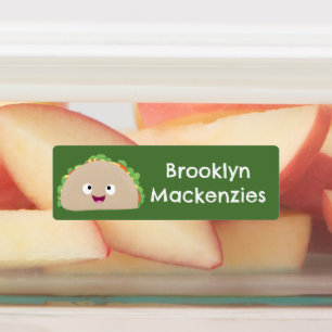 Niedlicher Happy Lächeln Taco Cartoon personalisie Etiketten