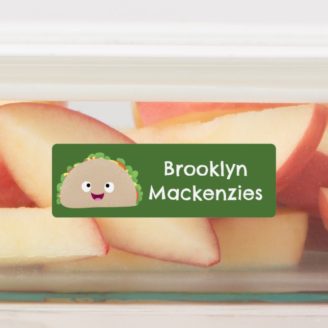 Niedlicher Happy Lächeln Taco Cartoon personalisie Etiketten (Befestigt)