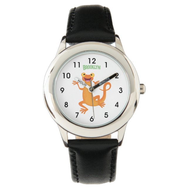 Niedlicher Happy-Orange-Tänzer Armbanduhr (Vorderseite)