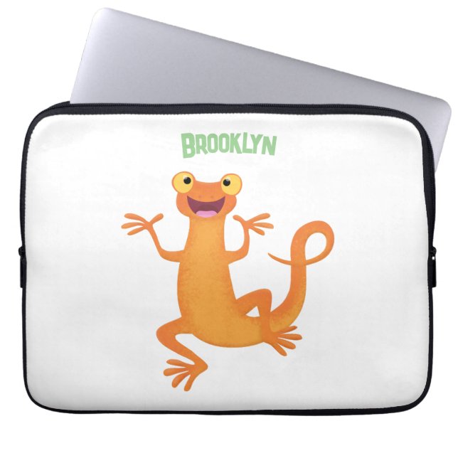 Niedlicher Happy-Orange-Tänzer Laptopschutzhülle (Vorderseite)