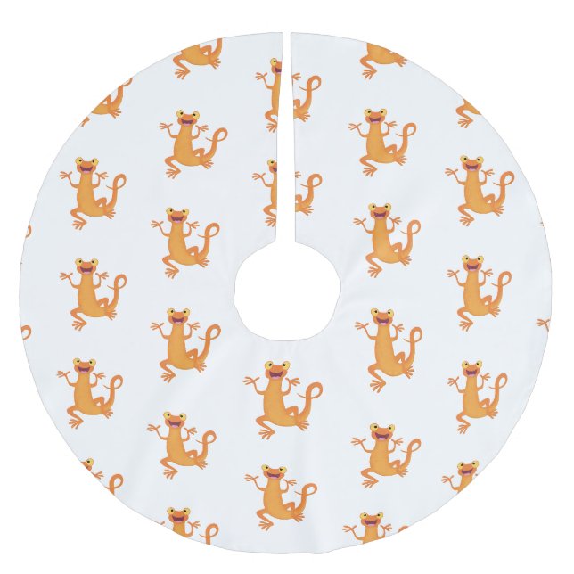 Niedlicher Happy-Orange-Tänzer Polyester Weihnachtsbaumdecke (Vorderseite)