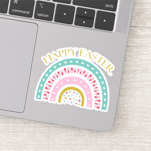 Niedlicher Happy Oster Regenbogen Vinyl Sticker (Detail)