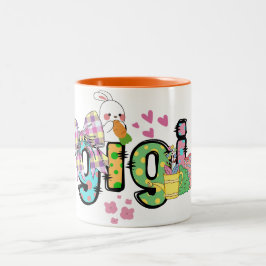 Niedlicher Happy Osterbunny Gigma Oma und Grandad Zweifarbige Tasse