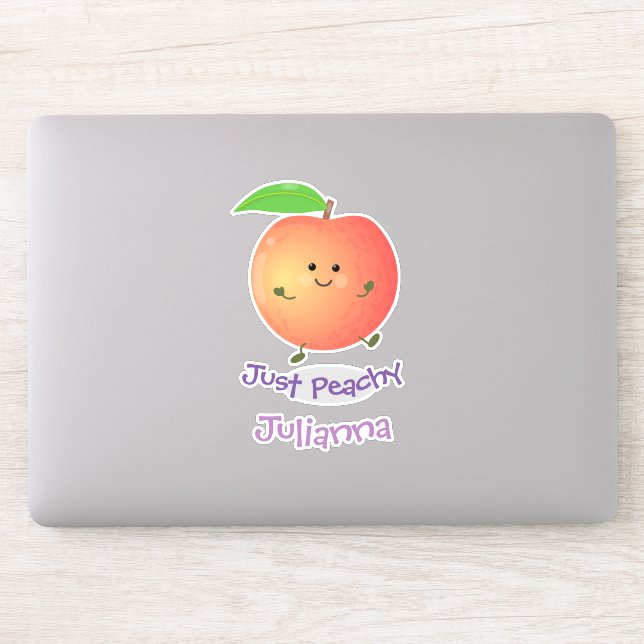 Niedlicher Happy Peach nur peachy Cartoon Illustra Aufkleber (Computer)