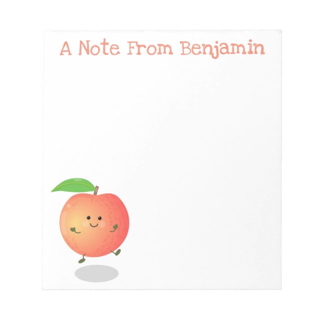 Niedlicher Happy Peach nur peachy Cartoon Illustra Notizblock (Vorderseite)