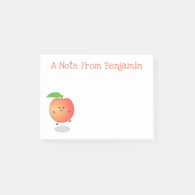 Niedlicher Happy Peach nur peachy Cartoon Illustra Post-it Klebezettel (Vorderseite)