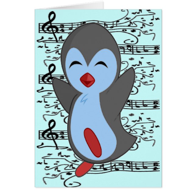 Niedlicher Happy Pinguin Tanz zu den Musiknoten (Vorne)