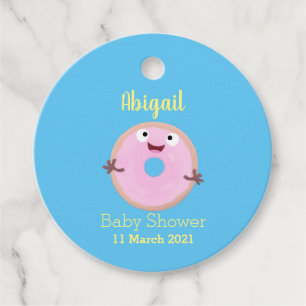 Niedlicher Happy-Pink-Glattleder-Donut-Cartoon Geschenkanhänger