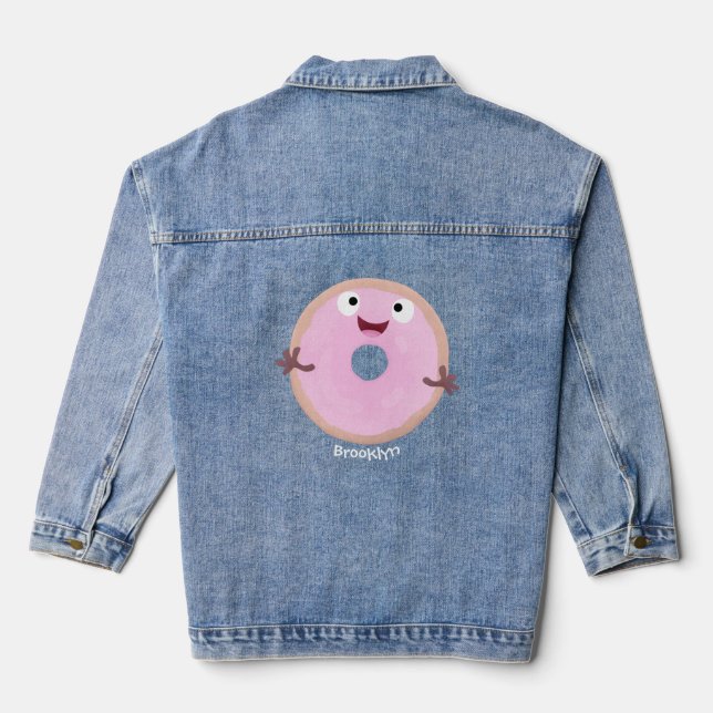 Niedlicher Happy-Pink-Glattleder-Donut-Cartoon Jeansjacke (Rückseite)