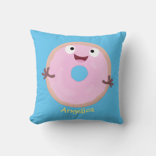Niedlicher Happy-Pink-Glattleder-Donut-Cartoon Kissen