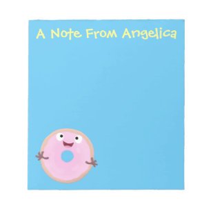 Niedlicher Happy-Pink-Glattleder-Donut-Cartoon Notizblock