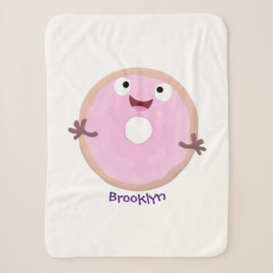 Niedlicher Happy-Pink-Glattleder-Donut-Cartoon Sherpadecke