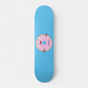 Niedlicher Happy-Pink-Glattleder-Donut-Cartoon Skateboard