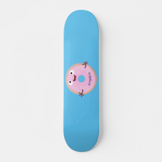 Niedlicher Happy-Pink-Glattleder-Donut-Cartoon Skateboard (Vorne)