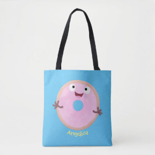 Niedlicher Happy-Pink-Glattleder-Donut-Cartoon Tasche
