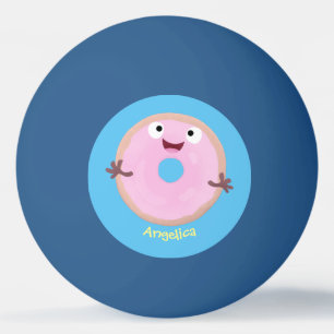 Niedlicher Happy-Pink-Glattleder-Donut-Cartoon Tischtennisball