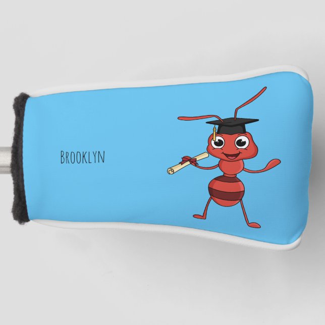 Niedlicher Happy Red Ameise Cartoon Golf Headcover (Vorderseite)