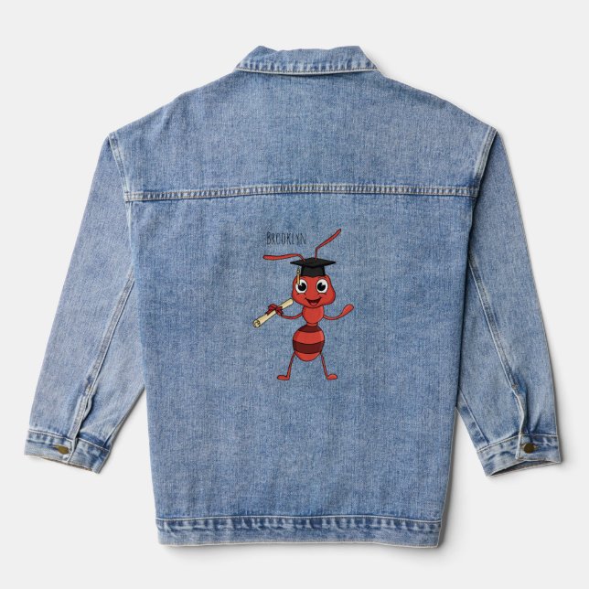 Niedlicher Happy Red Ameise Cartoon Jeansjacke (Rückseite)