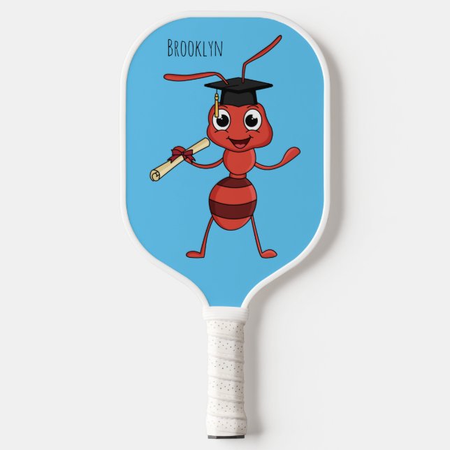 Niedlicher Happy Red Ameise Cartoon Pickleball Schläger (Vorderseite)