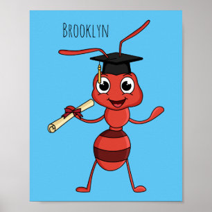 Niedlicher Happy Red Ameise Cartoon Poster