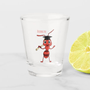 Niedlicher Happy Red Ameise Cartoon Schnapsglas